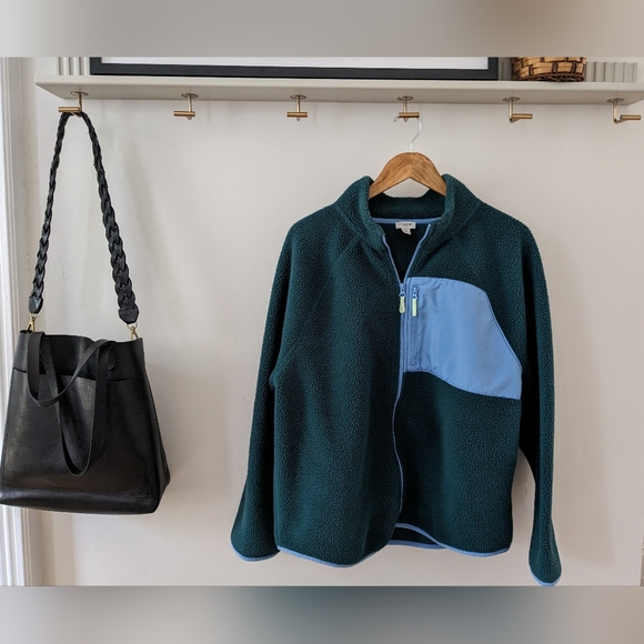 J Crew Fleece Sherpa Forest Green - Picture 3 of 11